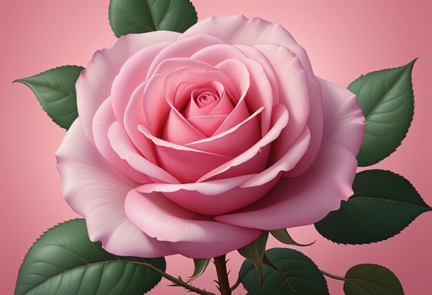 Foto primer plano de una rosa rosada sobre un fondo rosado