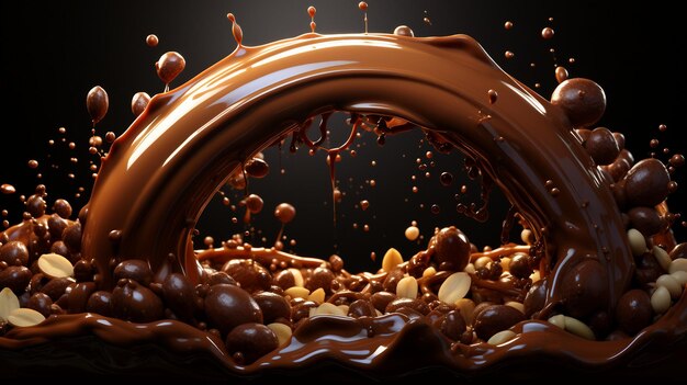 Un primer plano de una salpicadura de chocolate la IA genera una ilustración