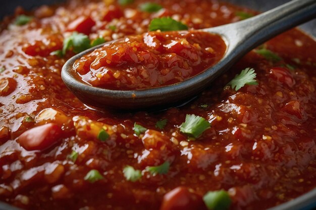 Un primer plano de la salsa chipotle picante