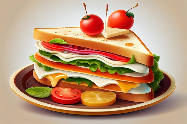 Primer plano de sándwich saludable con tenedor Generativo Ai