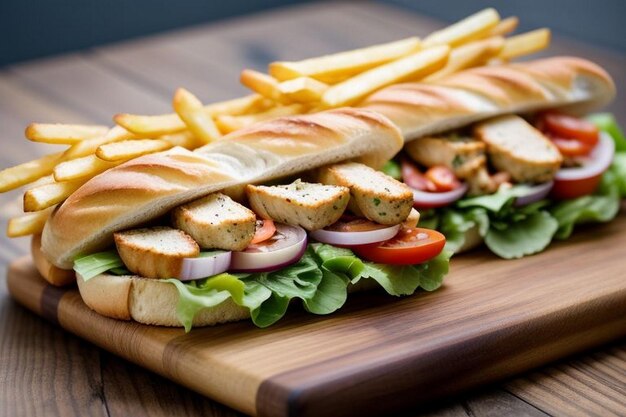 Primer plano de un sándwich en la tabla de corte Buenos AiresArgentina