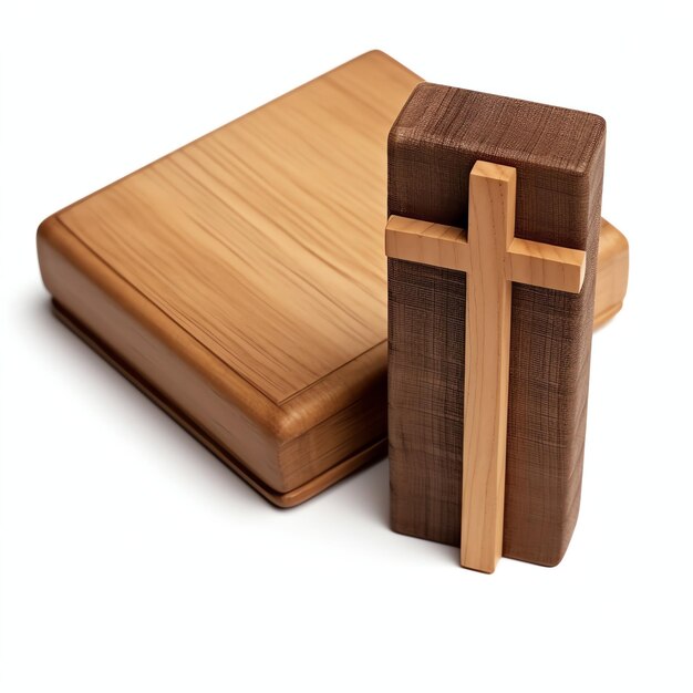 Foto primer plano de una santa biblia y una cruz cristiana en una mesa de madera feliz viernes santo o concepto de religión