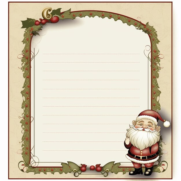 Foto un primer plano de una santa claus sosteniendo una carta de navidad generativa ai