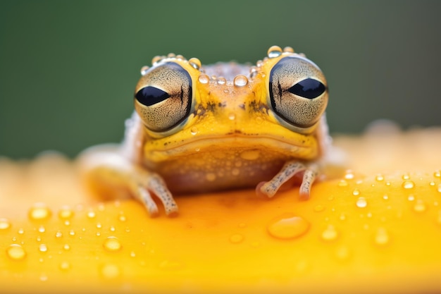 Foto primer plano de un sapo en un pad de lirio