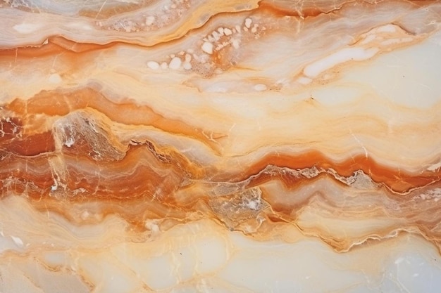 un primer plano de una sección de un gran mármol blanco marrón y naranja