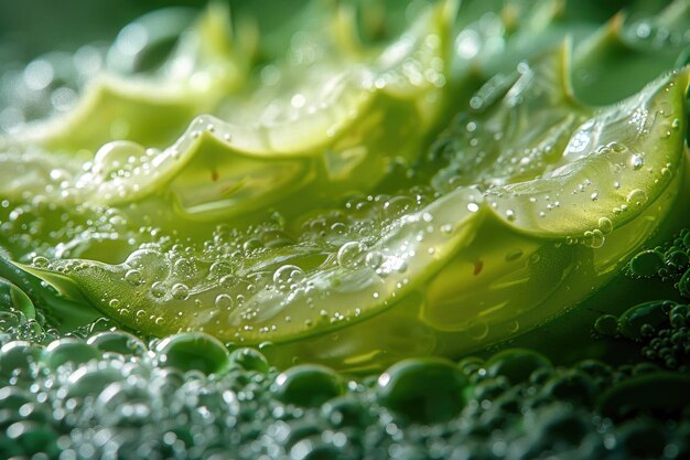 Foto un primer plano de una sección transversal de una hoja de aloe vera