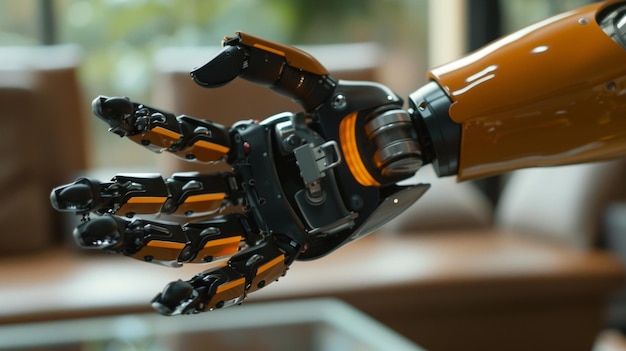 En primer plano de los sensores de movimiento de la mano los brazos de los robots cuentan con sensores que detectan los movimientos de la mano lo que permite