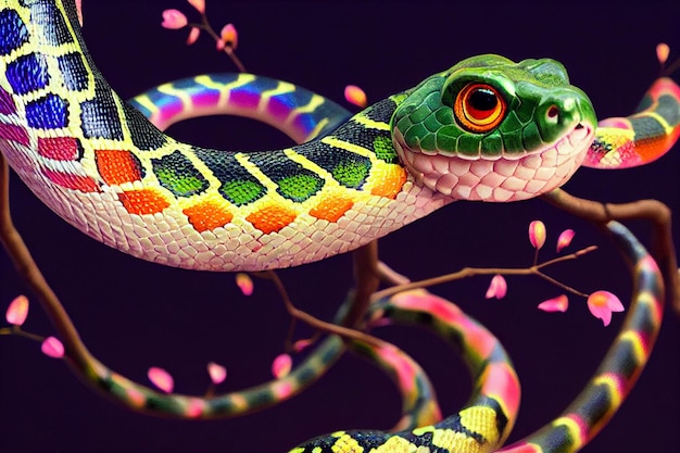 Primer plano de serpiente ai generativa