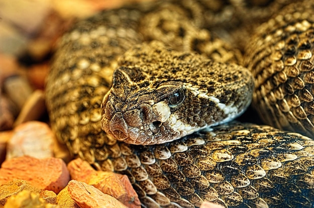 Primer plano de una serpiente marrón