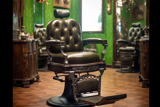 Foto un primer plano de una silla de barbero en una fila