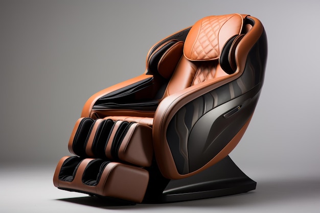 un primer plano de un sillón de masaje con un asiento de cuero marrón ai generativo