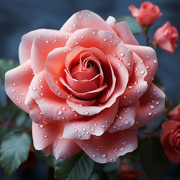 Un primer plano simétrico de una flor de rosa