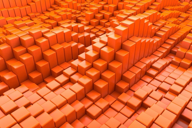 Primer plano sobre un fondo abstracto de cubos de plástico naranja