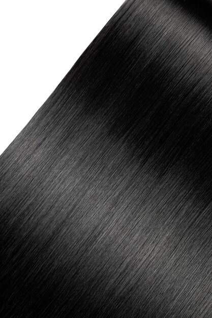 Foto primer plano sobre el lujoso cabello negro brillante