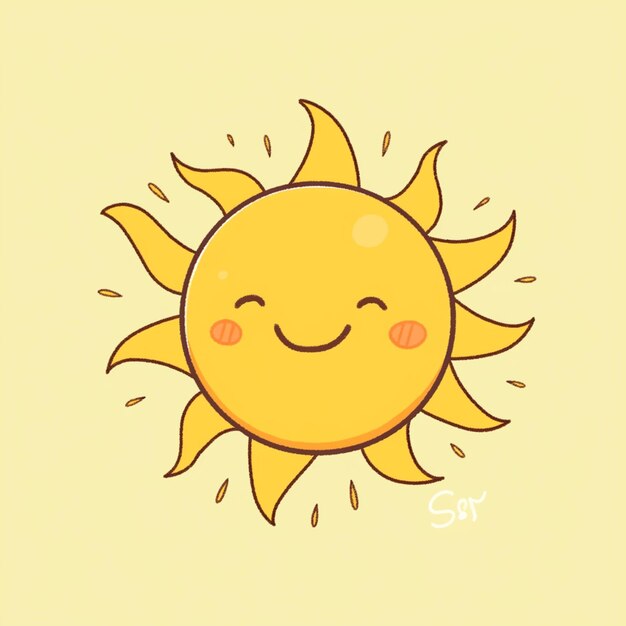 un primer plano de un sol de dibujos animados con una sonrisa en él