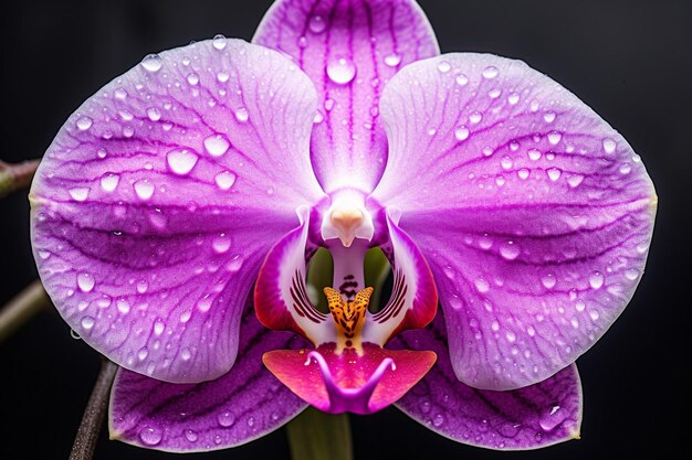 Foto un primer plano de una sola orquídea en flor que muestra sus intrincados detalles