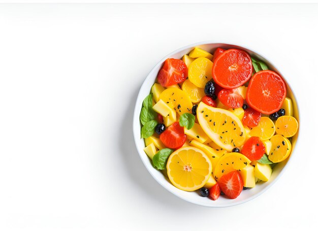 Primer plano de una suculenta ensalada de frutas frescas perfecta para una dieta sana y equilibrada. Generado por IA.