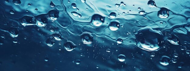 Primer plano de la superficie del agua Patrones intrincados Gotas de agua macro Fondo AI Generativo