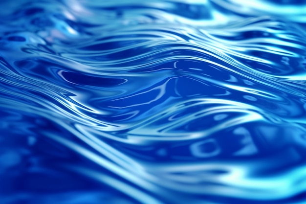 Un primer plano de una superficie líquida azul con un patrón de onda generativo ai