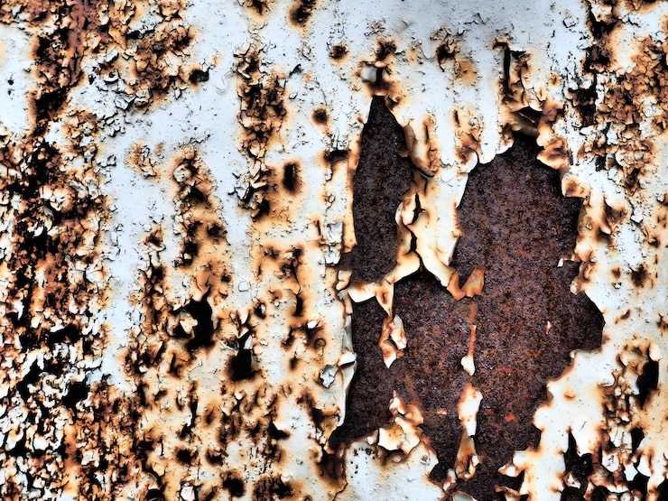 Foto un primer plano de una superficie de metal oxidado corosión