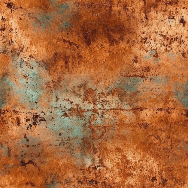 un primer plano de una superficie metálica oxidada con una pintura generativa azul y marrón ai