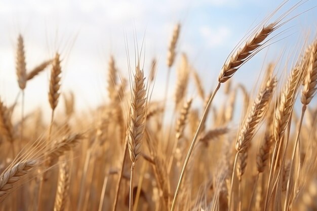 Primer plano de tallos de trigo con textura en un campo