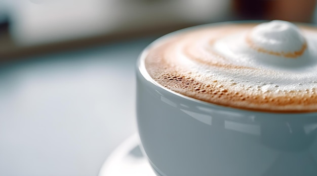 Un primer plano de una taza de café Un fondo limpio