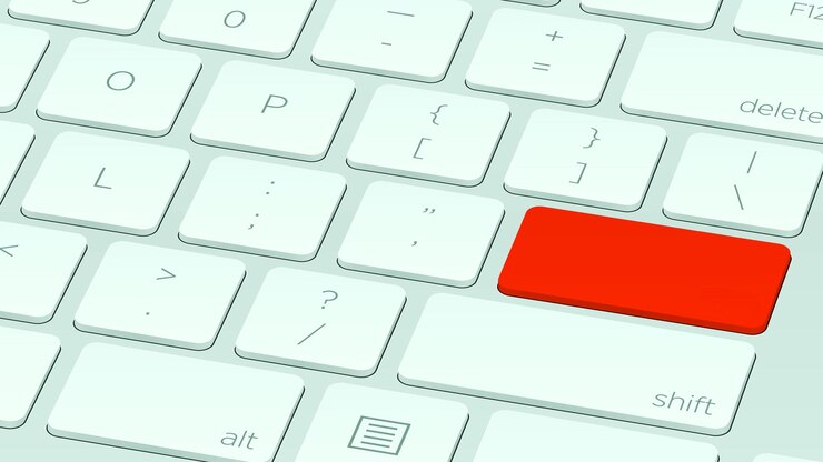 Foto primer plano teclado de color claro botón rojo concepto de nuevo hermoso primer plano botón rojo del teclado