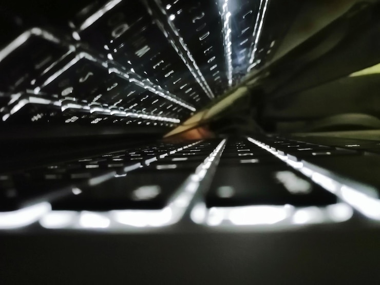 Foto primer plano del teclado iluminado