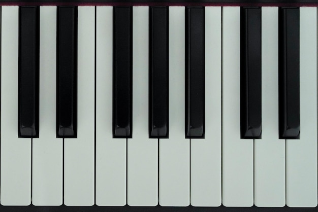 Primer plano de las teclas del piano