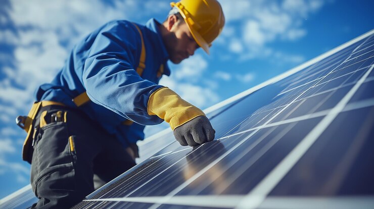 Primer plano de un técnico con guantes de trabajo instalando componentes en un entorno técnico
