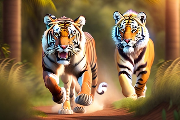 Primer plano de la tecnología de IA generativa del tigre de Sumatra