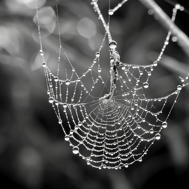 Foto un primer plano de la tela de araña perfecta