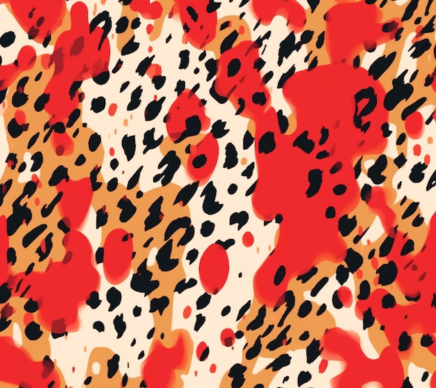 un primer plano de una tela con estampado animal rojo y negro ai generativo