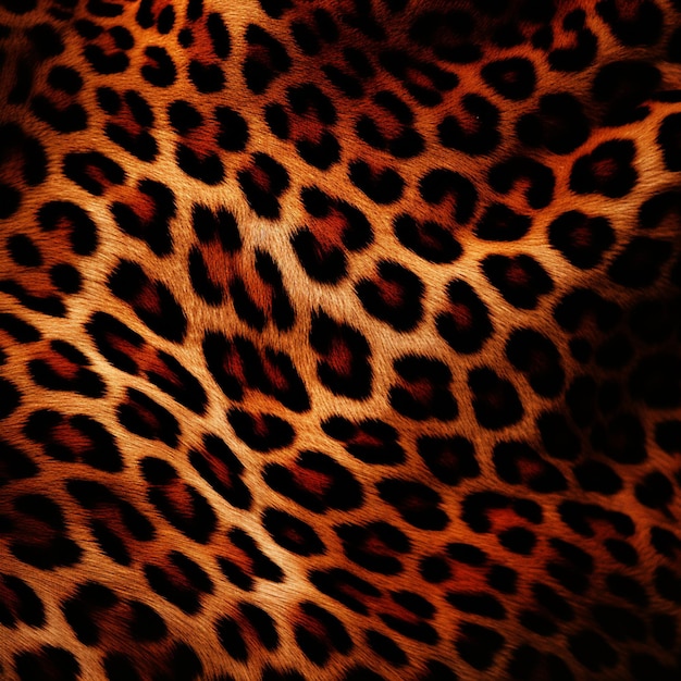 Un primer plano de una tela con estampado de leopardo con un ai generativo de fondo negro