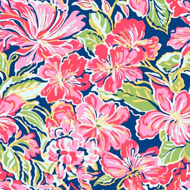 un primer plano de una tela de impresión floral colorida generativa ai