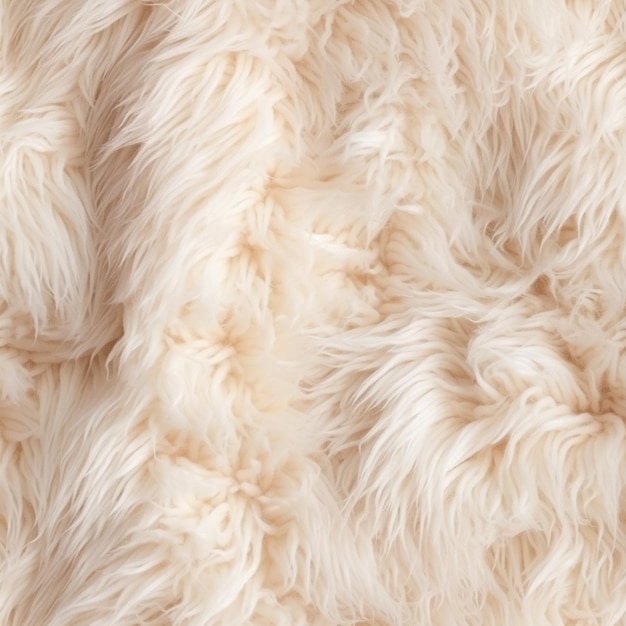 un primer plano de una tela con textura de piel de oveja blanca con una cola muy larga ai generativa