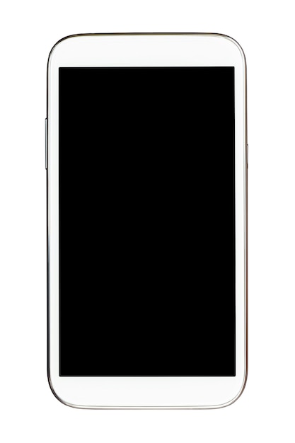 Primer plano de un teléfono móvil sobre un fondo blanco