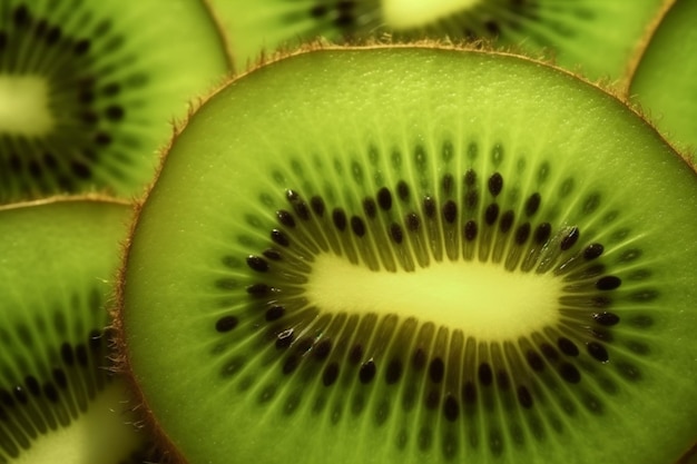 Primer plano de tentación de kiwi tropical de kiwi en rodajas