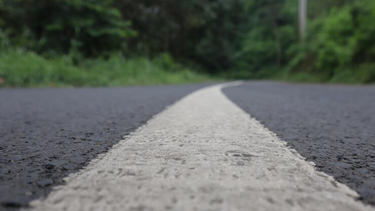 primer plano de la textura de un camino pavimentado en el medio del bosque
