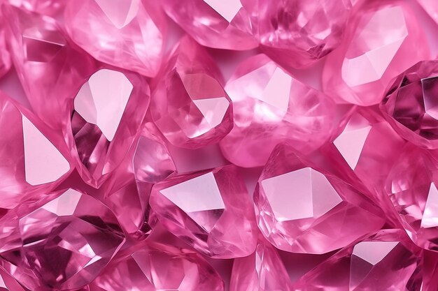 Foto primer plano de la textura de cristal rosado con facetas