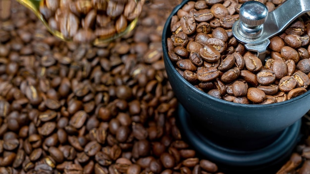 Primer plano de textura de fondo de granos de café