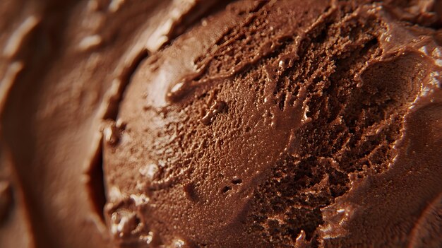 Primer plano de la textura del helado de chocolate