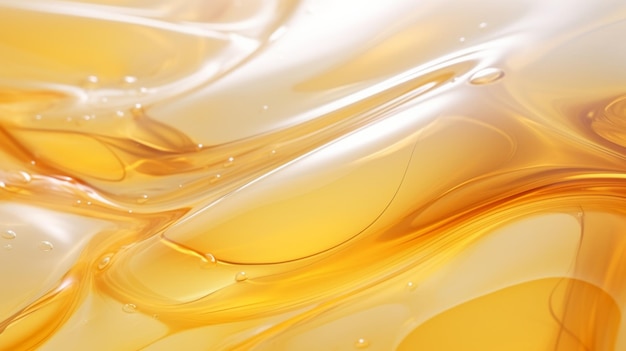 Primer plano de la textura de la miel que fluye creando un fondo líquido dorado abstracto