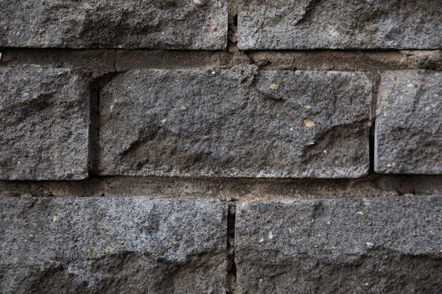 Primer plano de textura de pared de adoquines decorativos gris