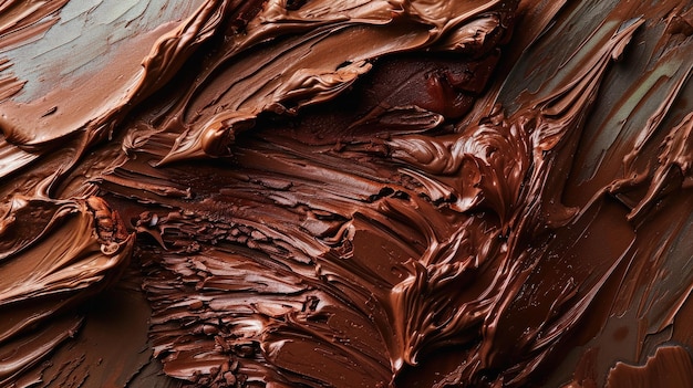 Un primer plano de la textura de la pintura de chocolate