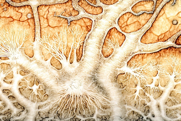 Primer plano de textura de red de micelio de hongo natural