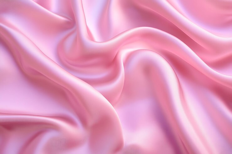 Primer plano de la textura de la tela de satén rosa suave