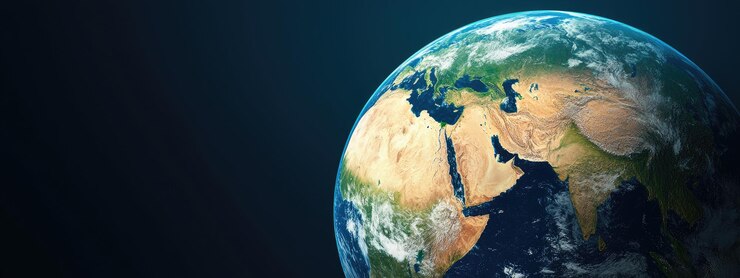 Un primer plano de la Tierra con un fondo de cielo azul Concepto de asombro y maravilla