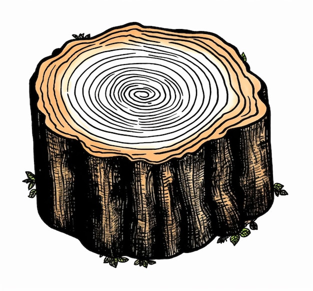 Foto un primer plano de un tocón de árbol con un ai generativo de diseño en espiral